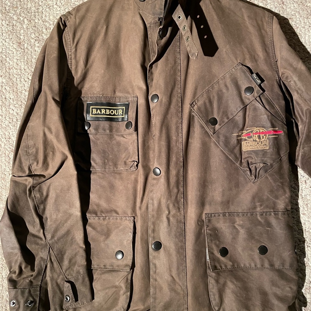 Barbour Dark Brown Heavy Wax Field Jacket with removable fur vest lining